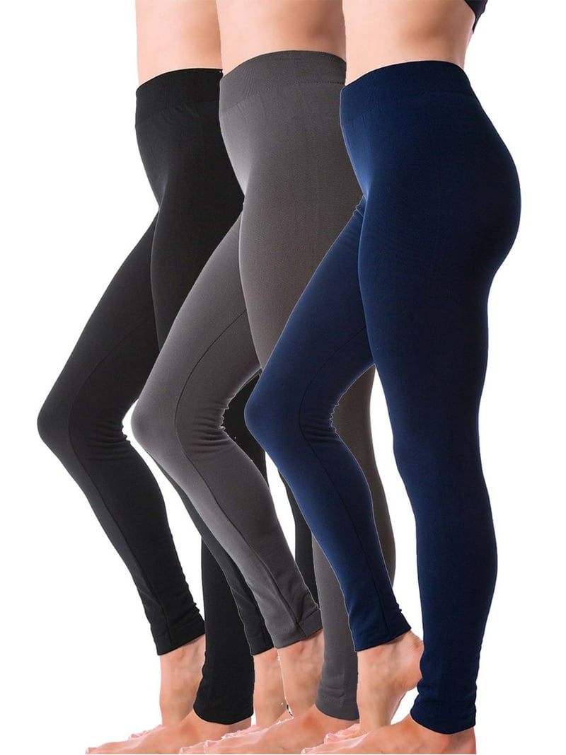 Kuda Moda 3-Pack Women's Ultra-Soft Leggings: Winter Warm, Fleece