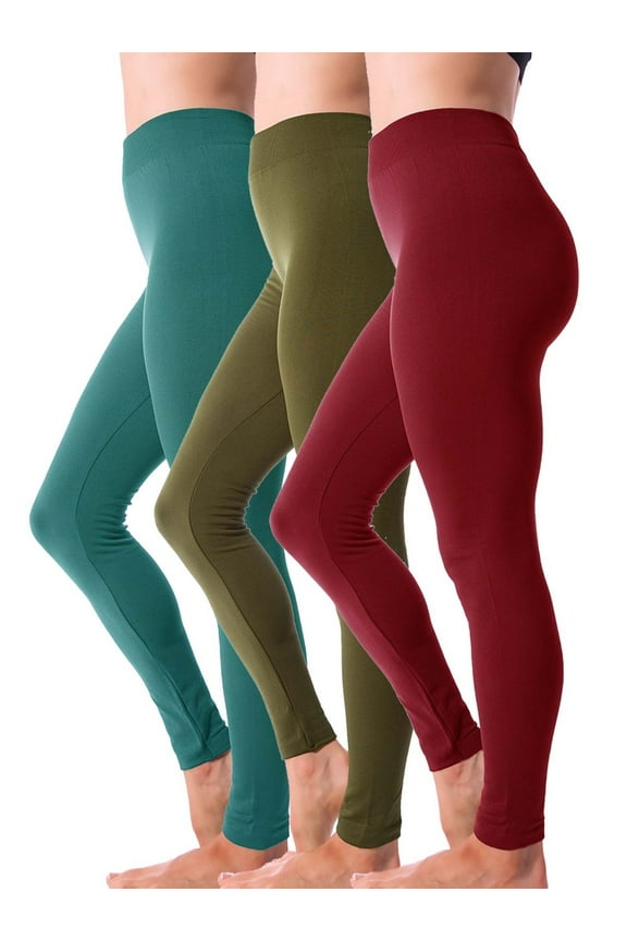 3 Pack Women's Winter Fleece Lined Thermal Leggings Thick Brushed Full Length Warm Tights Pants