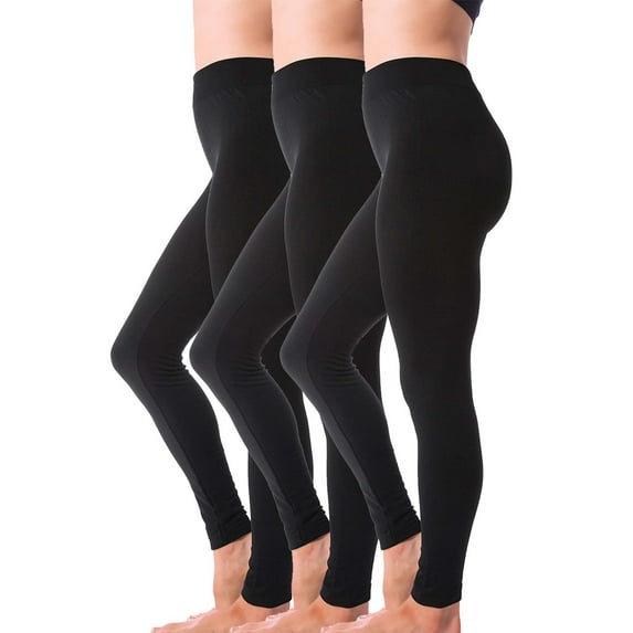 3 Pack Women's Winter Fleece Lined Thermal Leggings Thick Brushed Full Length Warm Tights Pants