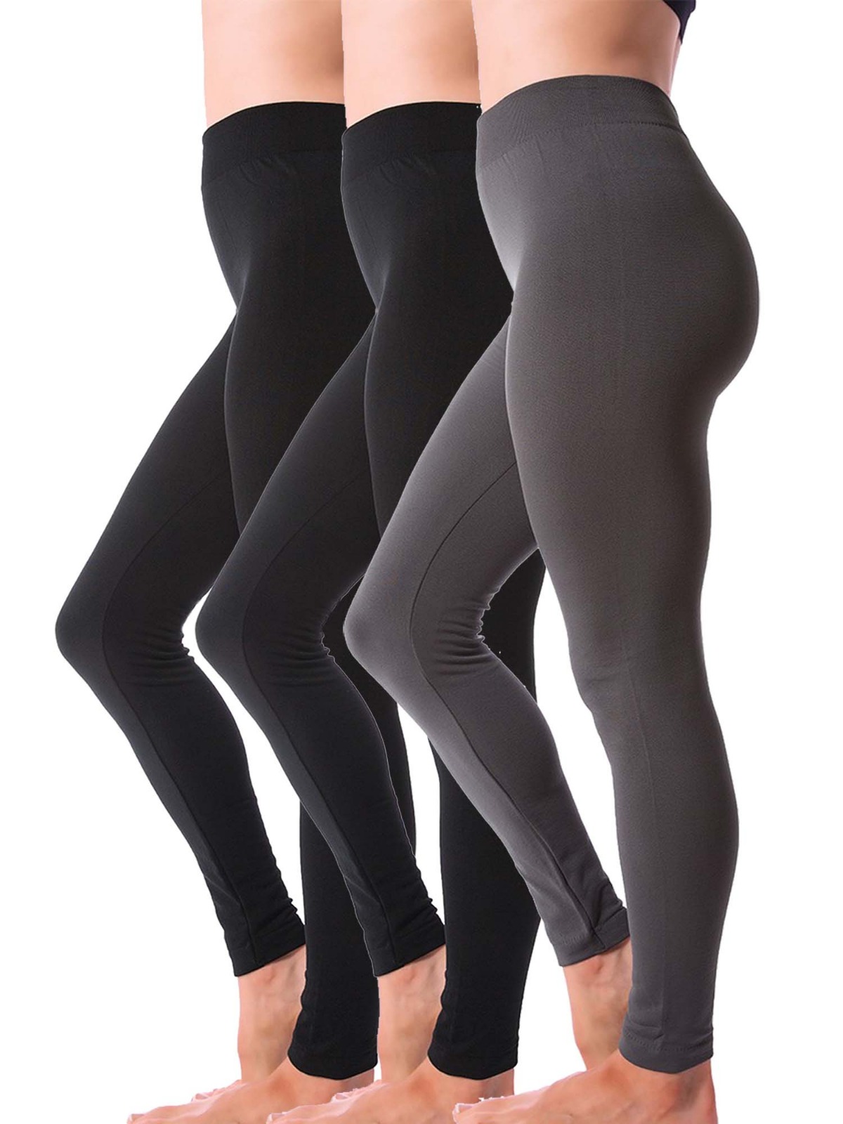 Kuda Moda Women's Fleece Lined Thermal Leggings, 3-Pack