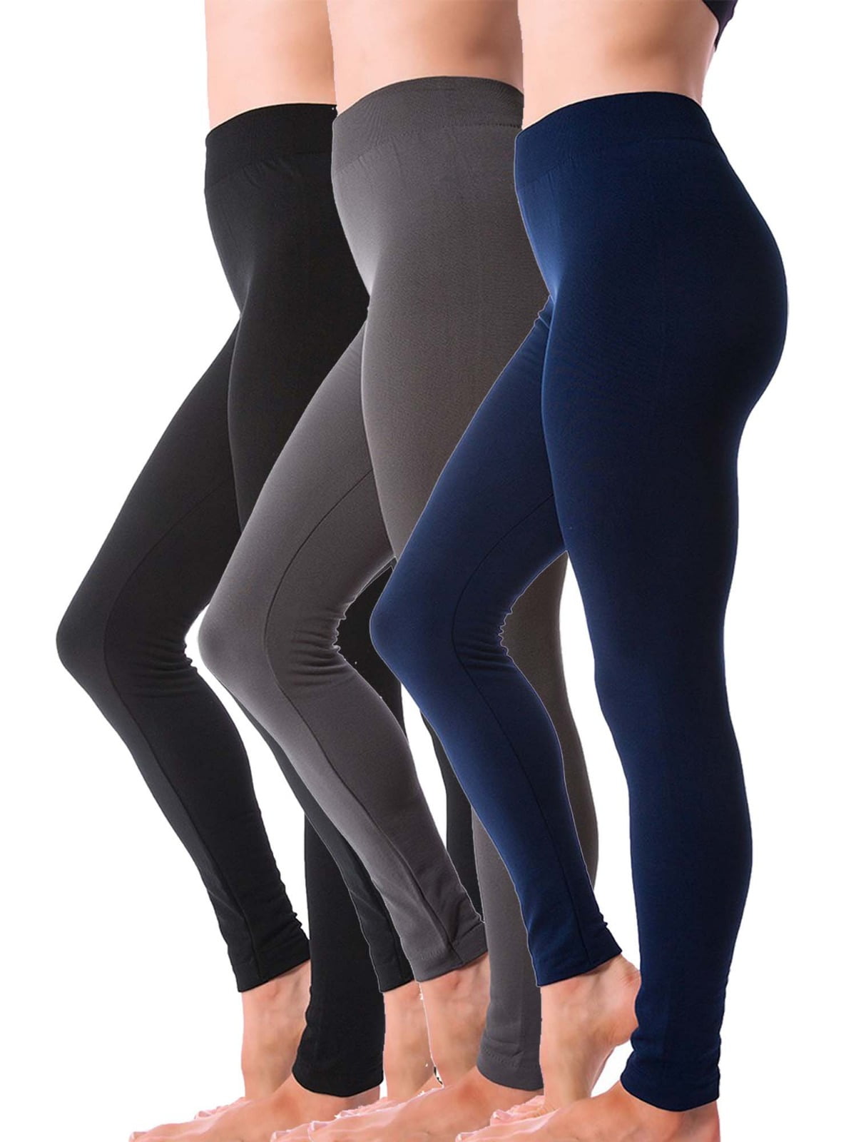  yeuG 3 Pack Women's Plus Size Fleece Lined Leggings-1X