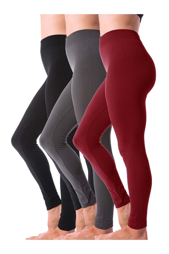 3 Pack Women's Winter Fleece Lined Thermal Leggings Thick Brushed Full Length Warm Tights Pants