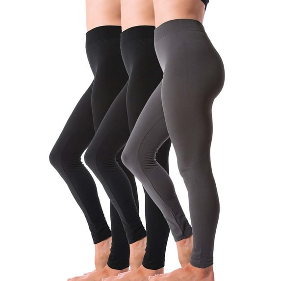 3 Pack Women's Winter Fleece Lined Thermal Leggings Thick Brushed Full Length Warm Tights Pants