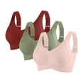 thumbnail image 1 of 3-Pack Women's Wire-Free Sports Bras with Adjustable Wide Straps Stylish Solid & Striped High-Support Sports Bras, Size M-3XL, 1 of 2
