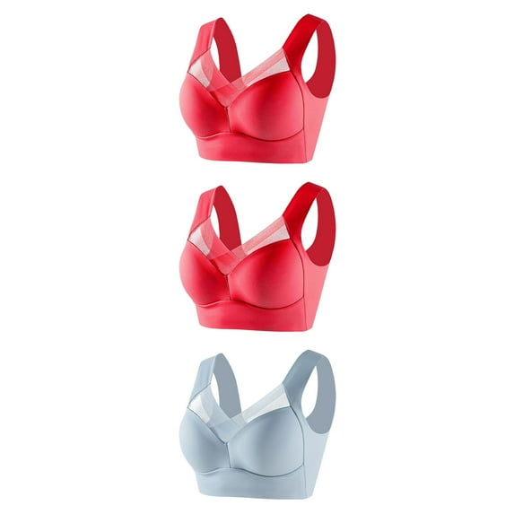 3 Pack Women's Wireless Bras, Seamless Bras No Underwire Full Coverage Push Up Comfort Bra with Extender 2026