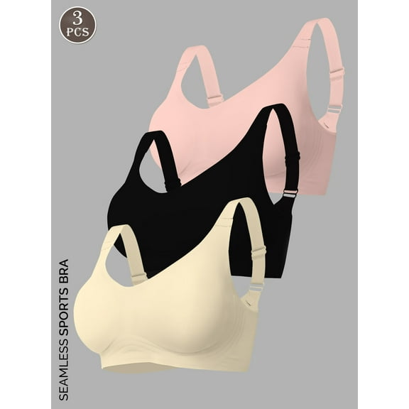 3-Pack Women's Wireless Jelly Bras,Push Up Comfort Soft No Underwire Full Coverage T-Shirt Bra