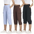 thumbnail image 1 of 3 Pack:Women's Woven Cargo Capri Jogger Pants Tactical Hiking 5 Pockets Water Resistant Quick Dry Active Pockets Drawstring, 1 of 7