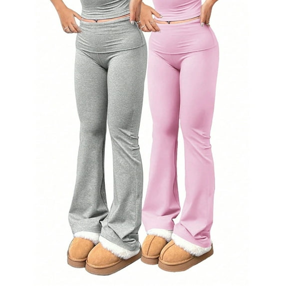 3-Pack Women’s Yoga Pants – High Waisted Bootcut Flare Leggings with Elastic Waist Trousers Style Workout Casual Gym Pants