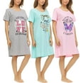 3 Pack Womens 100 Cotton Sleep Shirt Soft Printed Sleep Dress