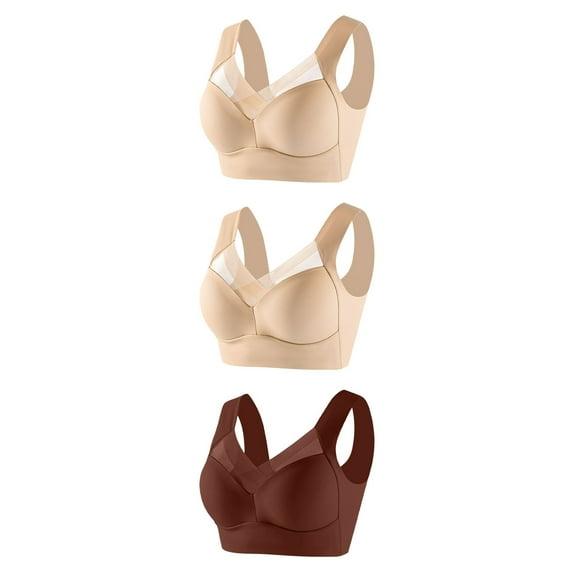 3 Pack Womens Bras for Women Wireless Comfort Full Coverage Mesh Breathable Padded No Underwire Support T Shirt Bra