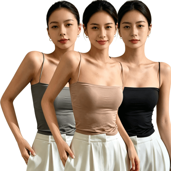 3 Pack Womens Cami Tank Tops Double Lined Spaghetti Strap Square Neck Camisole Slim Fitted Basic Summer Top