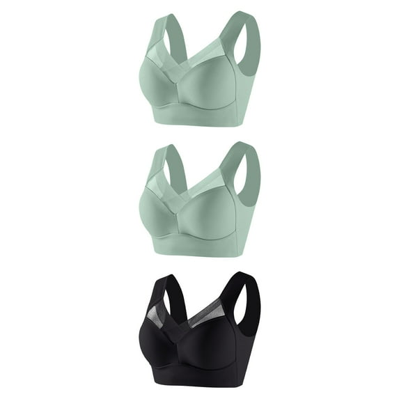 3 Pack Womens Comfortable Bra Wireless Padded Full Coverage Support Seamless Bras for Women