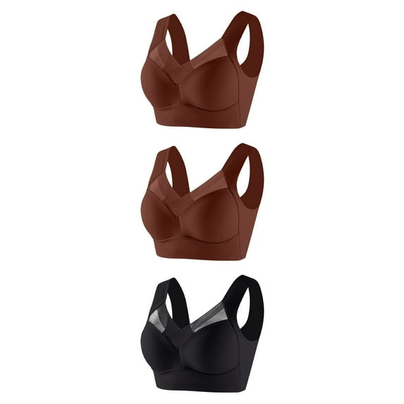 3 Pack Womens Comfortable Bra Wireless Padded Full Coverage Support Seamless Bras for Women