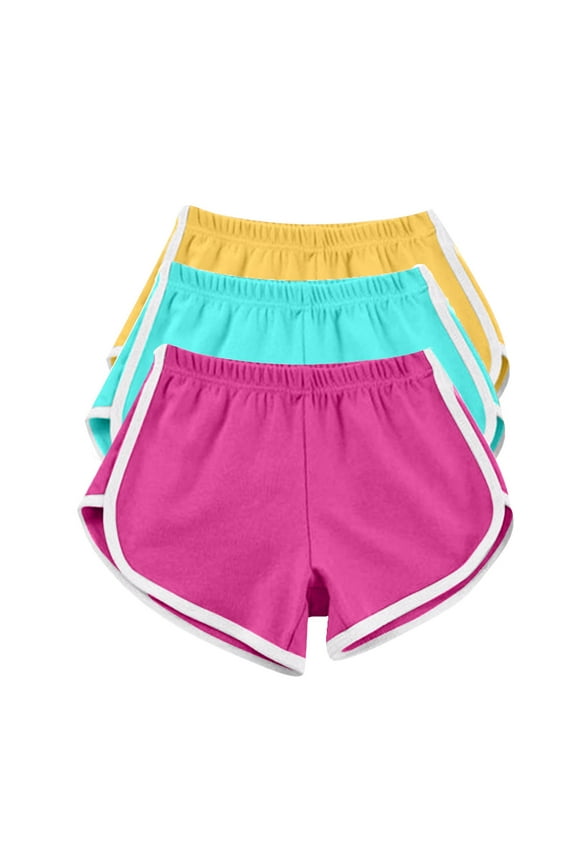 3 Pack Womens Cotton Sports Shorts Athletic Shorts Yoga Dance Elastic Waist Striped Summer Workout Active Short Pants