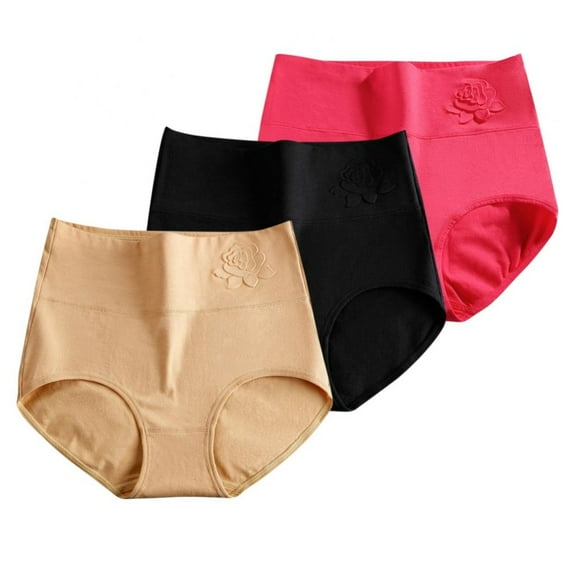 3-Pack Womens Cotton Underwear High Waist Postpartum Panties Full Coverage Soft Comfortable Briefs Panty