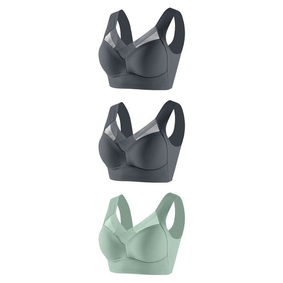3 Pack Womens Deep V Bras Comfortable Bras Support Push Up Bralettes Low Cut no Underwire Bras Plunge Seamless Tshirts Bras
