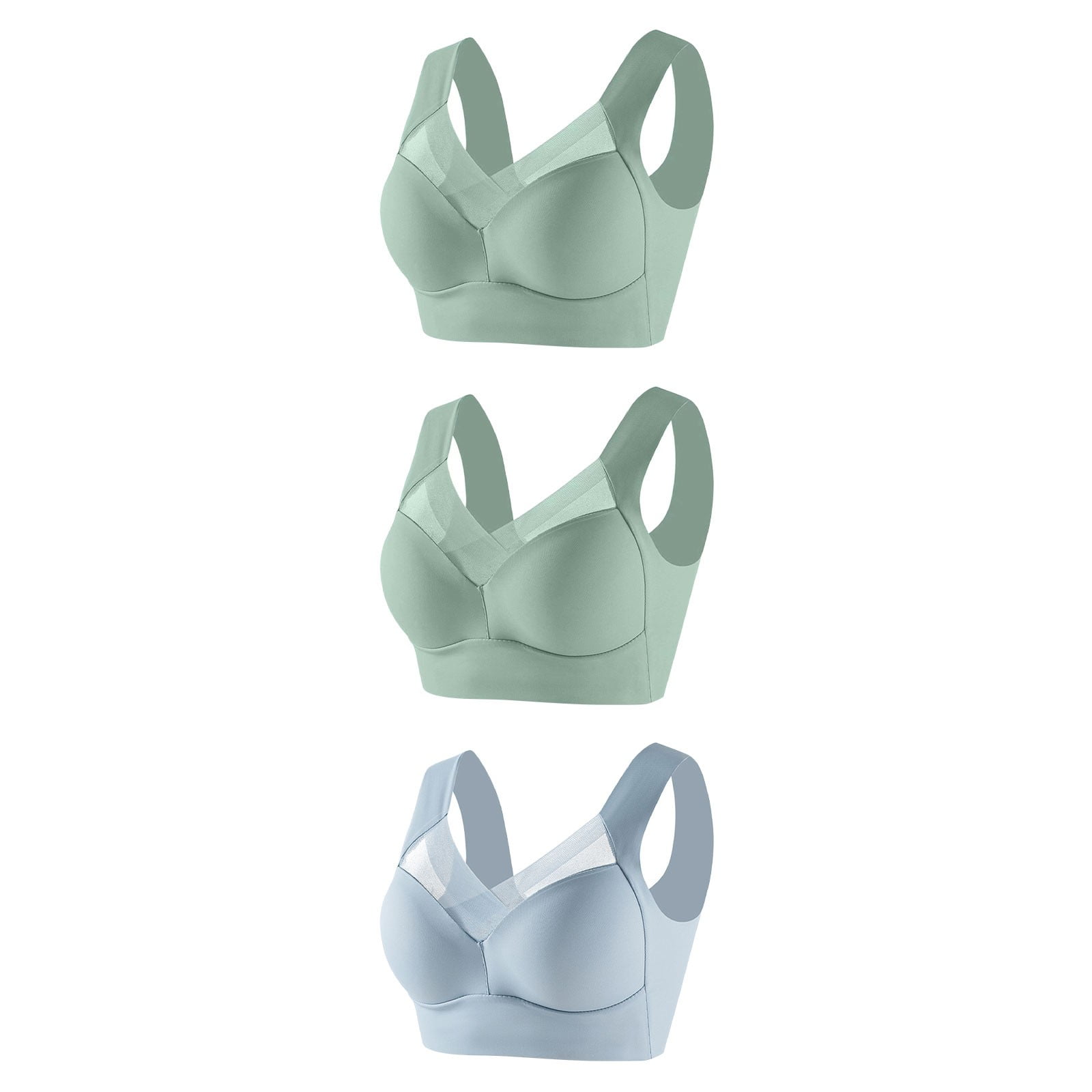 3 Pack Womens Deep V Bras Comfortable Bras Support Push Up Bralettes ...