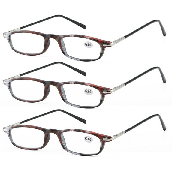 3 Pack Womens Fashion Reading Glasses Ultralight Portable Rectangle Readers Presbyopic Glasses
