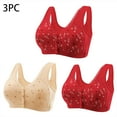 thumbnail image 1 of 3 Pack Womens Front Closure Bras Plus Size M-7X Wireless Push Up Full-Coverage Underwear Casual Comfortable Multipack Support Bralettes, 1 of 6