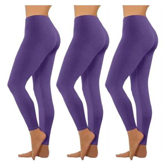 3 Pack Womens Leggings,Yoga Leggings Tummy Control Ultra Soft High Waisted Seamless Purple XL