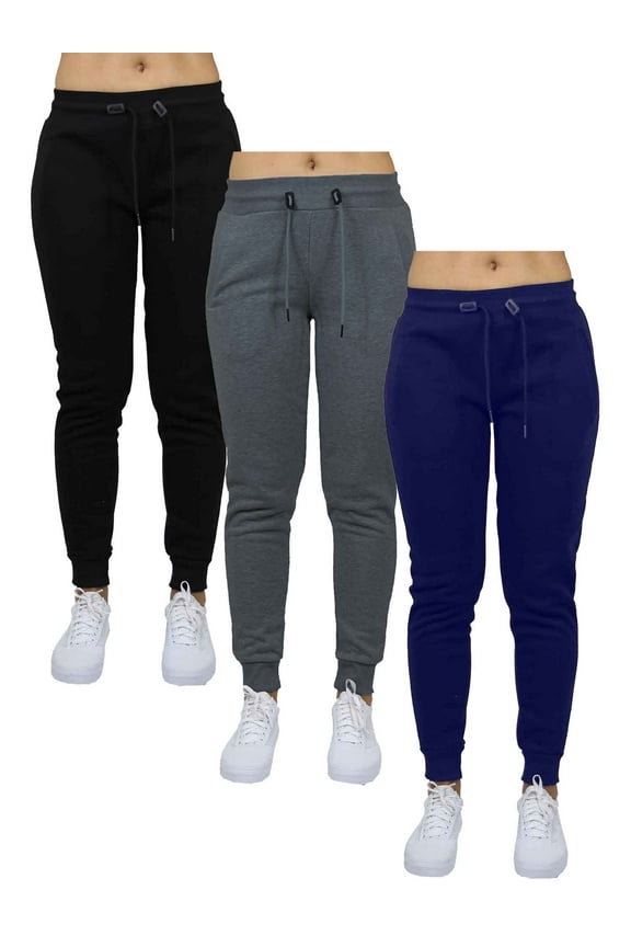 3-Pack Womens Loose Fit French Terry Fashion Jogger Lounge Pants (S-2XL)
