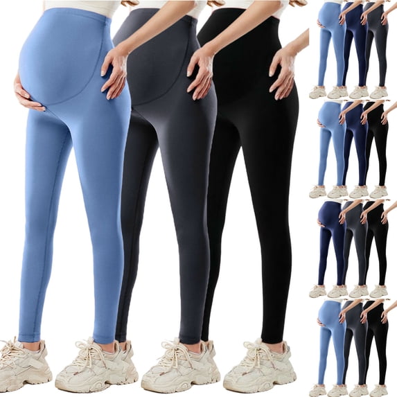 3 Pack Womens Maternity Leggings Over Bump High Waisted Pregnancy Leggings Workout Soft Belly Support Yoga Pants Workout Gym Jeggings High Waisted Stretch Tights Lounge Running Trousers