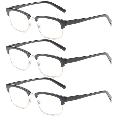 3 Pack Womens Mens Reading Glasses Blue Light Blocking Rectangular Readers Presbyopic Glasses