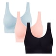thumbnail image 1 of 3 Pack Womens Plus Size Seamless Wireless Bras Full Coverage Pullover Bra Breathable Comfort Everyday Sports Bra Mothers&nbsp;Day&nbsp;Gifts, 1 of 6