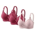 thumbnail image 1 of 3 Pack Womens Push Up Bras Plus Size Light Lined Wire-Free Brassiere Bow Ruched Full Coverage Everyday Underwear, 36/80BC, 1 of 7