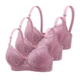 thumbnail image 1 of 3 Pack Womens Push-Up Lace Bras with Underwire Full Coverage Support Lifting Bras Everyday Seamless Minimizer Bras Pink, 42BC, 1 of 3