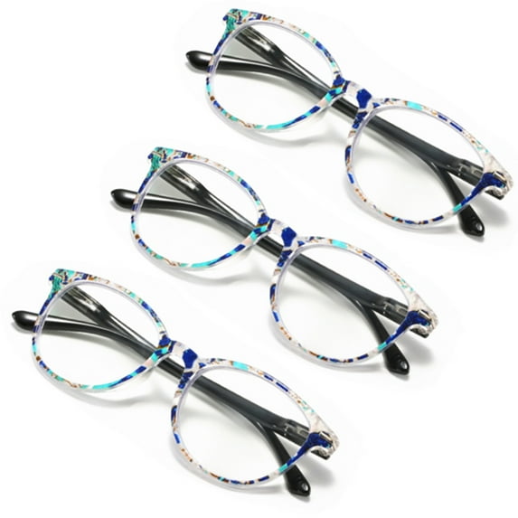 3 Pack Womens Reading Glasses Oversized Blue Light Blocking Multicolor Readers