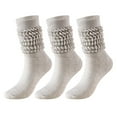 thumbnail image 1 of 3 Pack Womens Scrunch Crew Socks Soft Breathable Boot Socks Loose Socks Retro Calf Ankle Scrunch Sock, 1 of 3