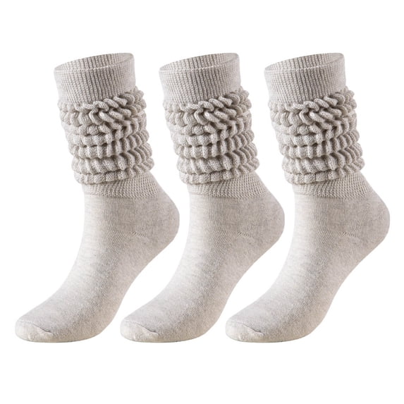 3 Pack Womens Scrunch Crew Socks Soft Breathable Boot Socks Loose Socks Retro Calf Ankle Scrunch Sock