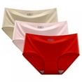 thumbnail image 1 of 3-Pack Womens Seamless Panties Ice Silk Soft Underwear Plus Size Bikini Panty Breathable Hipster Stretch Underpants, 1 of 10