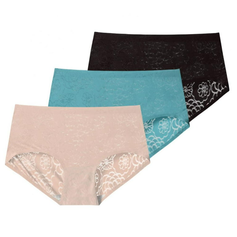 3-Pack Womens Seamless Panties Sexy Floral Underwear Soft Hipster  Breathable Stretch Panty Underpants