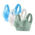 thumbnail image 1 of 3 Pack Womens Seamless Sports Bras No Underwire Mesh Breathable Full Coverage Support Yoga Running Bra (4XL, Sky Blue/White/Green), 1 of 2