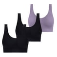 thumbnail image 1 of 3-Pack Womens Sports Bras, Comfort Seamless Stretchy Yoga Bra Wirefree Push Up Activity Sleep Bralette with Removable Pads, 1 of 8