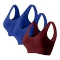 thumbnail image 1 of 3 Pack Womens Sports Plus Size Bras Wireless Full Coverage Pushup Breathable Comfortable Bras Seamless Yoga Bralette (5XL, Wine-6), 1 of 2