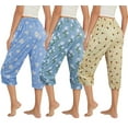 thumbnail image 1 of 3 Pack Womens Ultra-Soft Capri Pajama Pants Adjustable Waistband Sleepwear Bottoms Sleep Pants Plus Size S-XXXL, 1 of 5