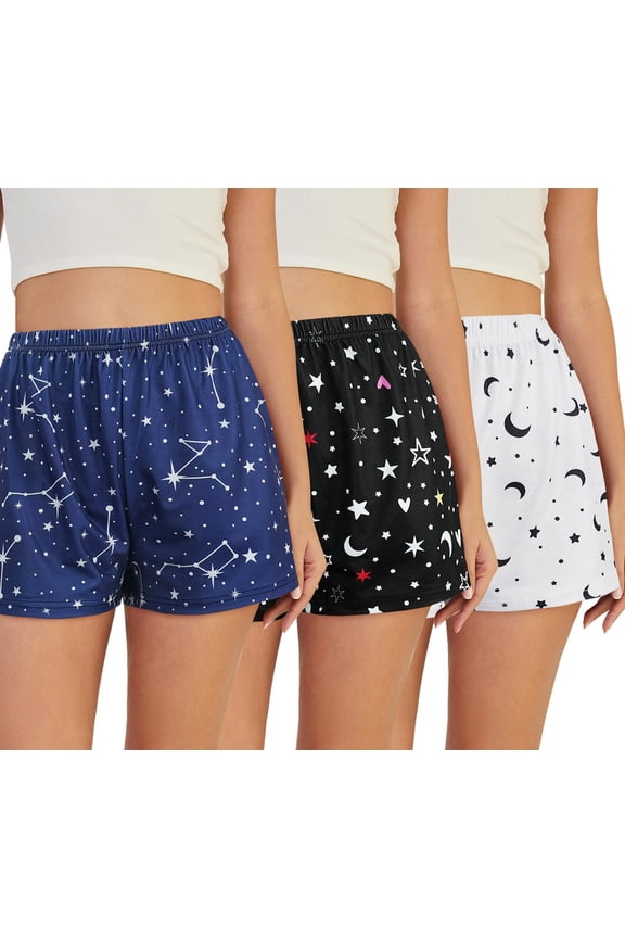 3 Pack Womens Ultra-Soft Pajama Shorts Elastic Waistband Sleepwear Bottoms Sleep Pants Plus Size L