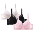 thumbnail image 1 of 3 Pack Womens Underwire Push up Bras Plus Size Floral Lace Full Coverage Bralettes Unpadded Lifting Seamless Bras Multicolor, 40/90BCD, 1 of 6