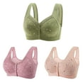 thumbnail image 1 of 3 Pack Womens Wireless Bra Plus Size Seamless Comfort Front Button Bralette Wirefree Stretch Push Up Underwear, 1 of 6