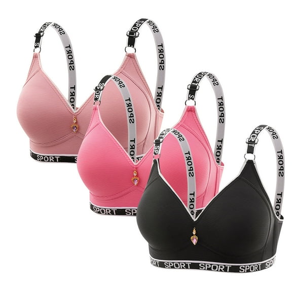 3 Pack Womens Wireless Bralettes Ribbed Push Up Everyday T-Shirt Bra Lift-Up Padded Seamless Soft Bras Multicolor, 44/100BC
