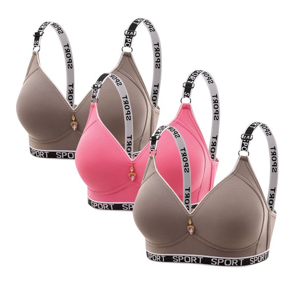 3 Pack Womens Wireless Bralettes Ribbed Push Up Everyday T-Shirt Bra Lift-Up Padded Seamless Soft Bras Multicolor, 44/100BC