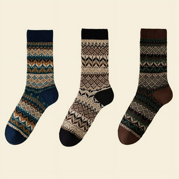 3 Pack Womens cotton Socks Autumn and Winter Warm Socks Thick Knit Cabin Cozy Crew Soft Socks Gifts for Women Colorful Fashion