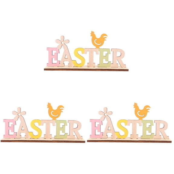 WRISTBIQUE Easter Wood Ornaments for Family and Friends, English Letter Shapes, Spring Bar Home Decor