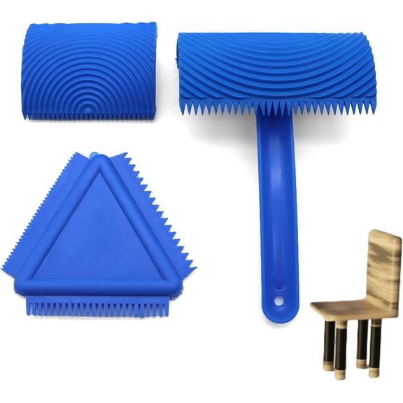 3 Pack Wood Grain Tool (Blue)-Natural Woodgrain Maker for Decorative Painting Premium Wood Graining Tool Set Enhance Your DIY Projects with Wood Grain Patterns2 of Them are Removable and Interch