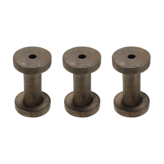 3 Pack Wooden Bobbins, 1.81" x 3.15"(WxH) Unfinished Wooden Spools Wire Weaving Bobbins Empty Thread Spools, Dark Brown