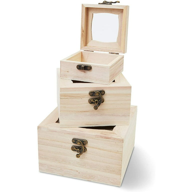 3 In One Unfinished Wooden Boxes with Tree Decorative Lids, Shop Today.  Get it Tomorrow!