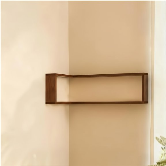 3-Pack Wooden Corner Floating Shelves with Optional LED Smart Lighting, Wall-Mounted Space-Saving Display & Storage Rack for Home Decor, Wood Color (Single/Set)